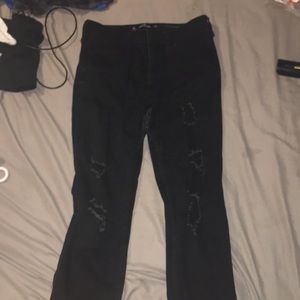 black ripped Hollister jeans